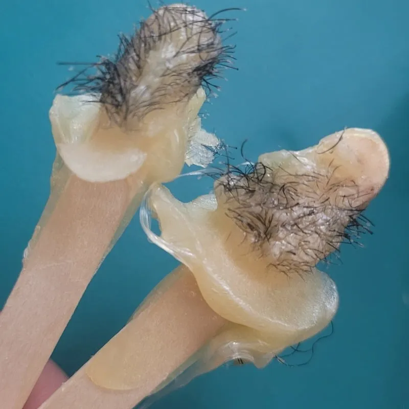 Wax strips showing hair removal results